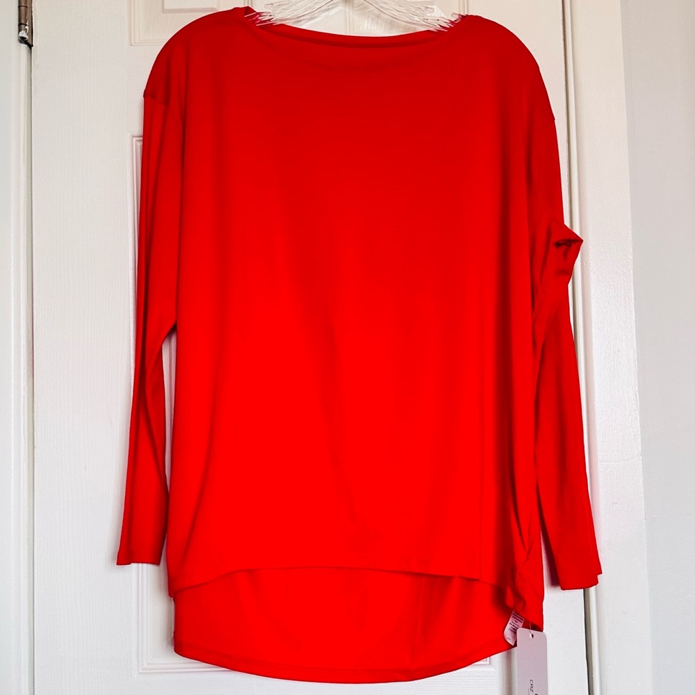 CRZ YOGA Vibrant Red Long Sleeve Slouchy Top